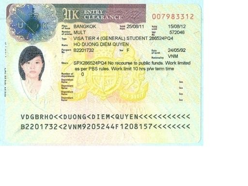 Visa HỒ DƯƠNG DIỂM QUYÊN